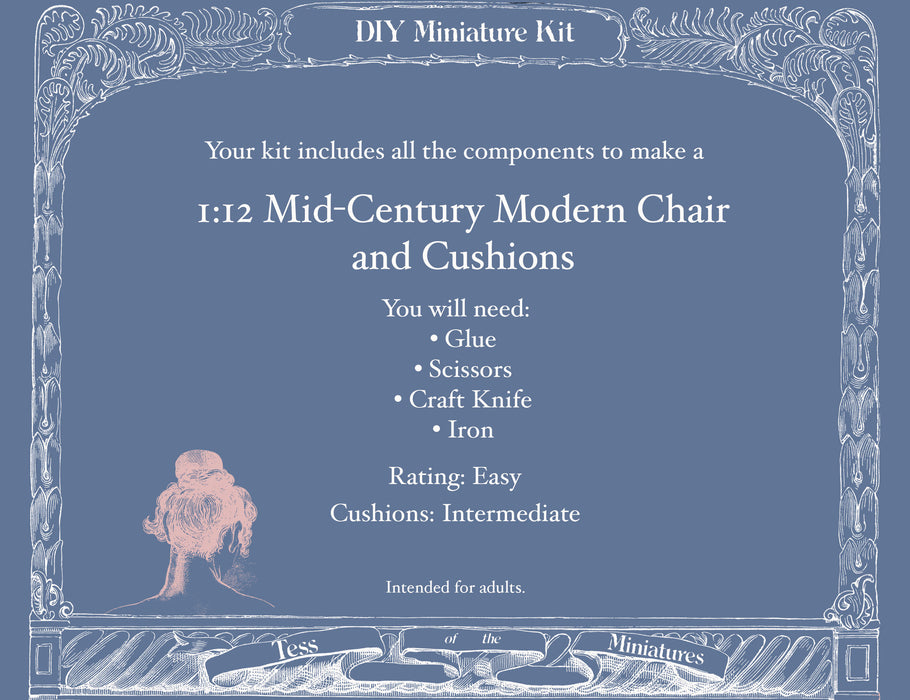 Mid-Century Modern Chair and Cushions Kit - 1:12